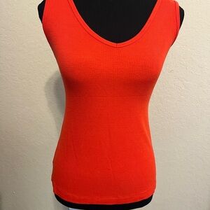 CAbi Orange Fitted Tank Top with Scoop Neckline